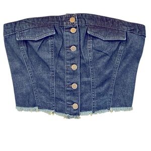 LONE STAR Denim Strapless Corset Top Y2K Baddie
